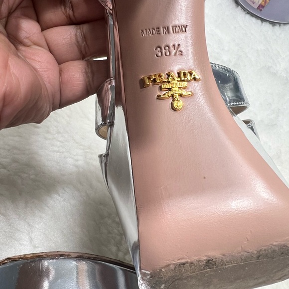 Prada Platform metallic silver sandals sz 8.5 - Picture 14 of 14